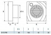 Ventilator perete cu senzor diam.10cm CATA  B-10 PIR
