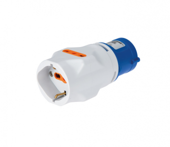 Adaptor stecher industrial 2P+E 16A la priza schuko IP44 EC690510