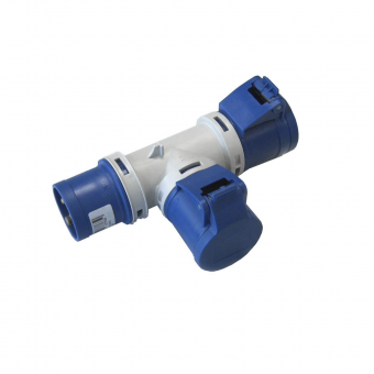 Adaptor stecher la 2 priza industriala 2P+E 16A IP44 EC690702