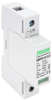 Descarcator de supratensiune 1 pol T1+T2,AC, element modul înlocuibil Tracon