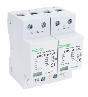 Descarcator de supratensiune 2 poli T1+T2, integrat, AC Tracon