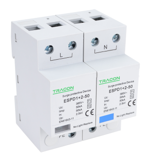Descarcator de supratensiune 2 poli T1+T2, integrat, AC Tracon