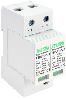 Descarcator de supratensiune 2 poli T1+T2,AC, element modul înlocuibil Tracon