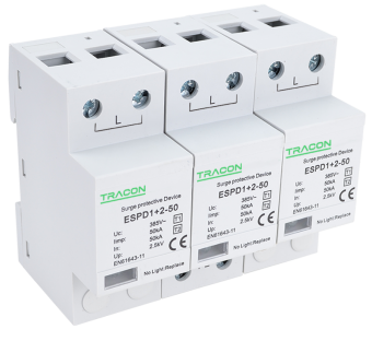 Descarcator de supratensiune 3 poli T1+T2, integrat, AC Tracon