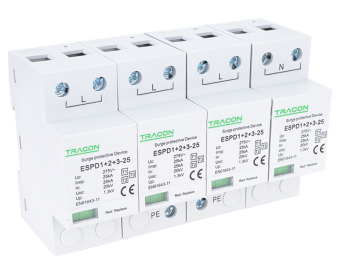 Descarcator de supratensiune 3+1 poli T1+T2+T3, integrat, AC Tracon