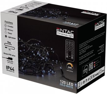 Instalatie exterior 120 LED alb rece 9m cu telecomandă IP44 Entac