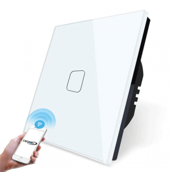 Intrerupator simplu Smart Wi-Fi sticla 195007/WH Elmark