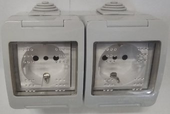 Priza schuko dubla aplicata IP55 Chiara ABB
