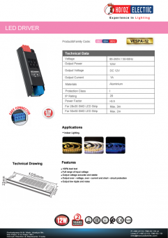 Transformator led 12W 12V DC VESPA-12/12