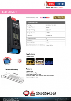 Transformator led 300W 24V DC VESPA-300/24