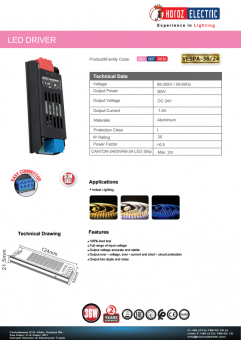 Transformator led 36W 24V DC VESPA-34/24