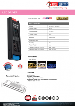 Transformator led 400W 12V DC VESPA-400/12