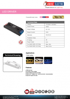 Transformator led slim 100W 12V DC VEGA-100/12