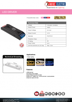 Transformator led slim 100W 24V DC VEGA-100/24