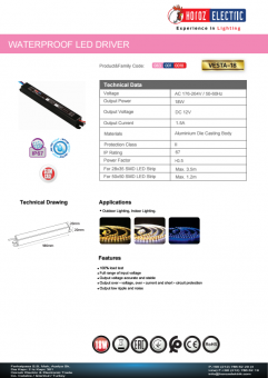 Transformator led slim 18W 12V DC IP67 VESTA-18/12