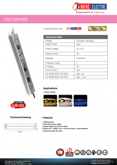 Transformator led slim 24W 12V DC VIPA 24/12
