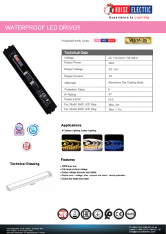 Transformator led slim 25W 12V DC IP67 VESTA-25/12