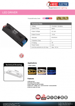 Transformator led slim 300W 24V DC VEGA-300/24