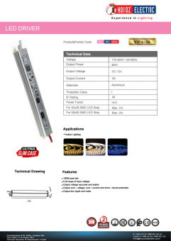 Transformator led slim 36W 12V DC VIPA 36/12