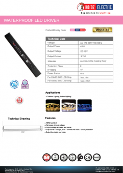 Transformator led slim 45W 12V DC IP67 VESTA-45/12