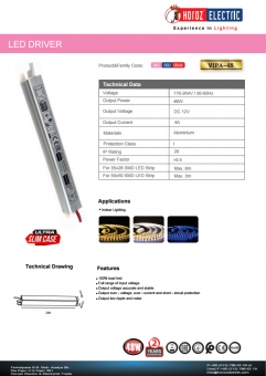 Transformator led slim 48W 12V DC VIPA 48/12