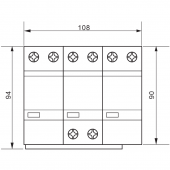 Descarcator de supratensiune 3 poli T1+T2+T3, integrat, AC Tracon