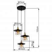 Lustra vintage 3 becuri E27 VIEJO 15086-3BH Globo