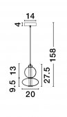 Pendul mdern LED 12W BALLY 9030554 NOVA LUCE