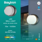 Plafoniera exterior led 15W CCT BG38-01282 Braytron