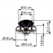 Plafoniera moderna 3 becuri E27 MAXY 15548-3D Globo