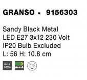 Plafoniera vintage 3 becuri E27 GRANSO 9156303 NOVA LUCE