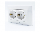 Priza schuko dubla alba incastrata cu protectie copil Arkedia Slim