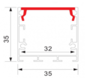 Profil aluminiu banda led aplicat 2ml PROFILE-BS5