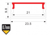 Profil aluminiu banda led aplicat 3ml PROFILE-BS2