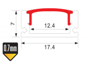 Profil aluminiu banda led aplicat 3ml PROFILE-BS1
