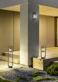 Mini stalp exterior 1 bec E27 cu senzor Sambesi 404160124 Trio