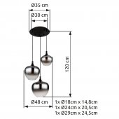 Suspensie 3 becuri E27 MAXY 15548-3G Globo