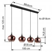 Suspensie 4 becuri E27 MAXY 15548-4HG Globo