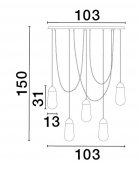 Suspensie 5 becuri E14 BLAKY 9092827 NOVA LUCE