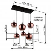 Suspensie 6 becuri E27 MAXY 15548-6HG Globo