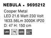 Suspensie LED 21.6W NEBULA 9695212 NOVA LUCE