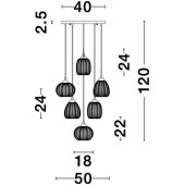 Suspensie vintage 6 becuri E27 Vario 9191544 Nova Luce